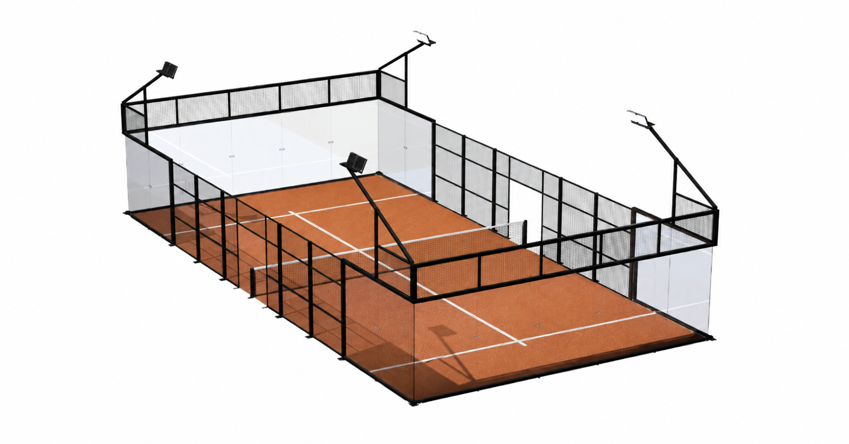 Illustrative Manor Farm padel court with terracotta turf